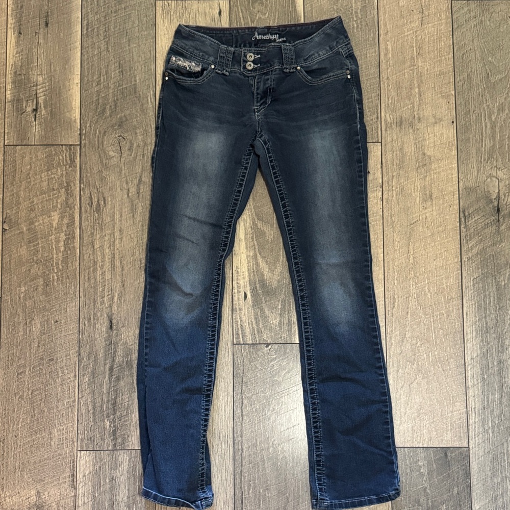 Amethyst Jeans Women's Dark Blue Straight Leg Denim